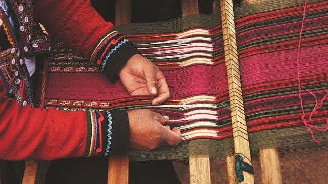 Handwoven textile on the loom
